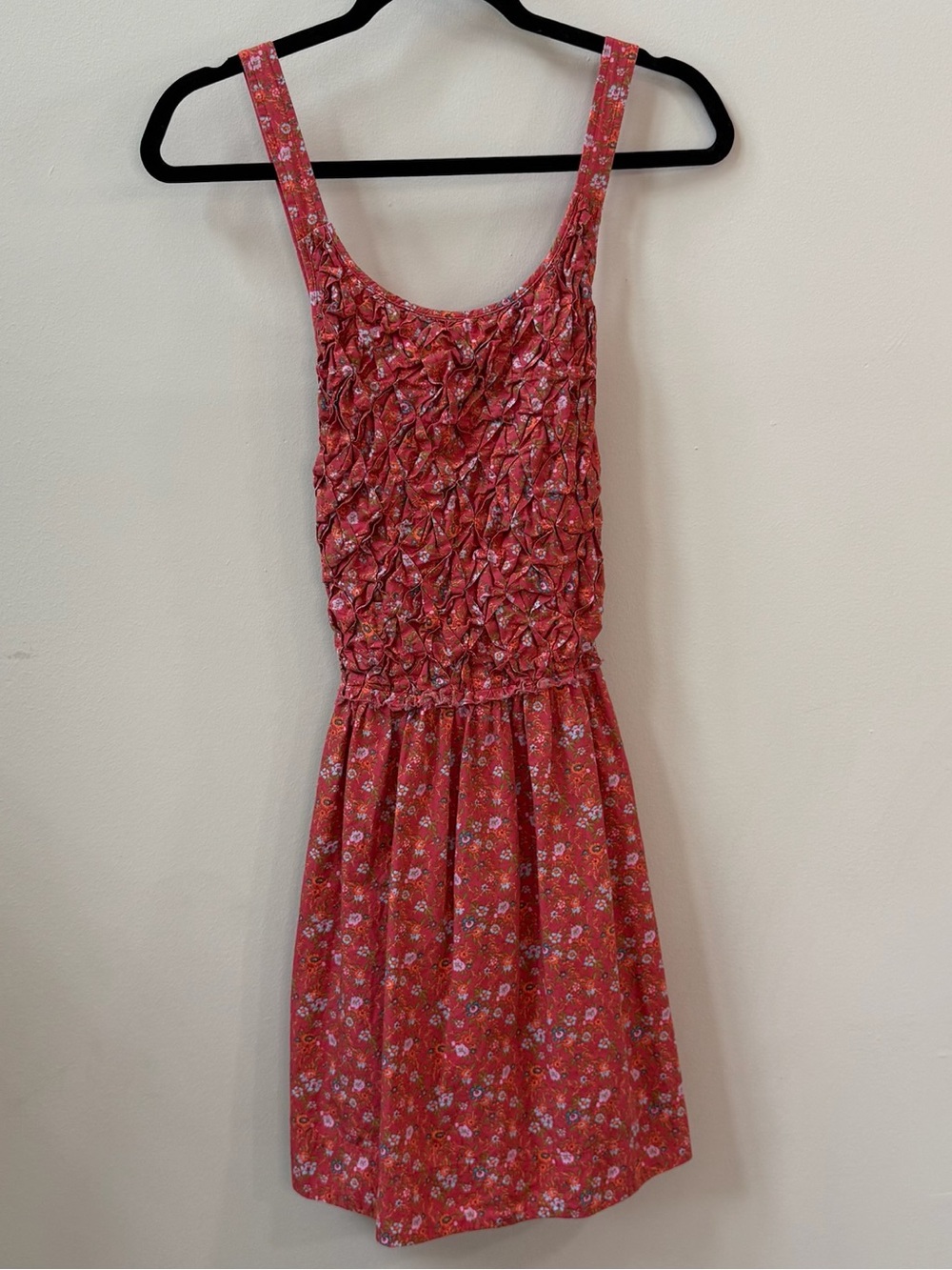 Free People Coral Red Floral Smocked Mini Dress - Picture 1 of 5